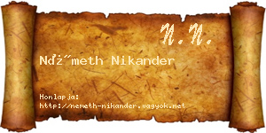 Németh Nikander névjegykártya